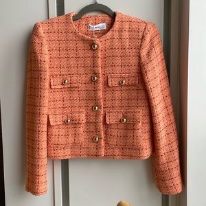 Mango light orange tweed style blazer